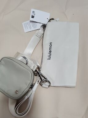 lululemon athletica White and Light Gray Crossbody Pouch Duo